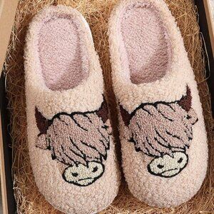 Western Bull Knit Plush Slippers